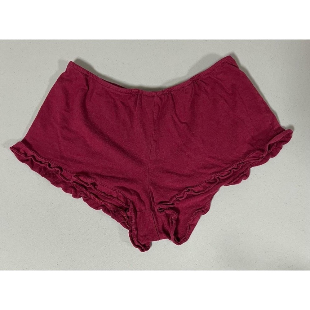 Red Burgundy Frill-Trim Loungewear Sleepwear Shorts Bottoms Size M ♥️✨ #bottoms